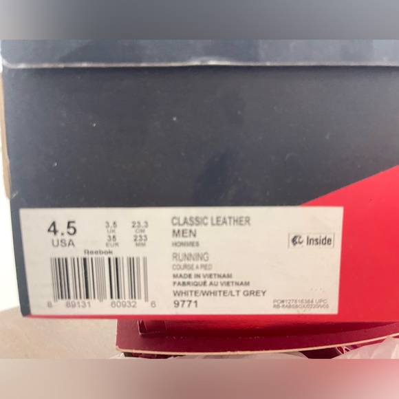Reebok Shoes - Brand new, with box leather white Reebok classic 6.5 womens /4.5 kids.